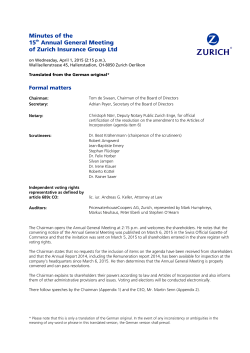 Minutes of Resolutions Annual General Meeting