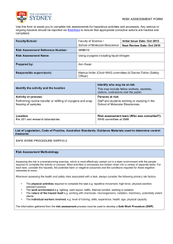 SMB010 Risk Assessment Using cryogens including liquid nitrogen