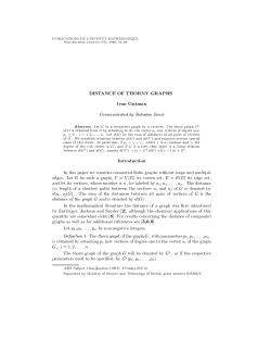 DISTANCE OF THORNY GRAPHS Ivan Gutman Introduction