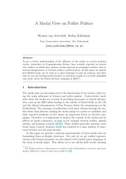 A Modal View on Polder Politics