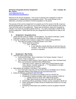 AP Human Geography Summer Assignment Due: Tuesday 9/2 Mrs