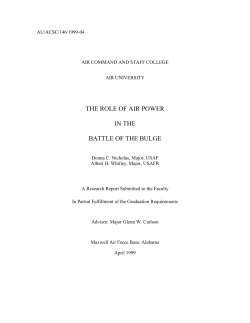 The Role of Air Power in the Battle of the Bulge