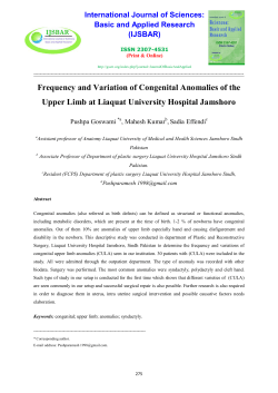 Frequency And Variation Of Congenital Anomalies Of The Upper