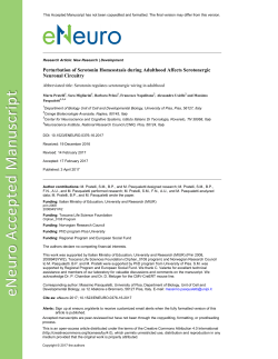 Perturbation of Serotonin Homeostasis during Adulthood