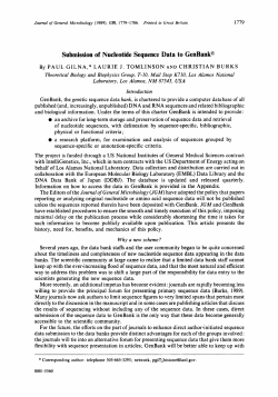 Submission of Nucleotide Sequence Data to GenBankQ