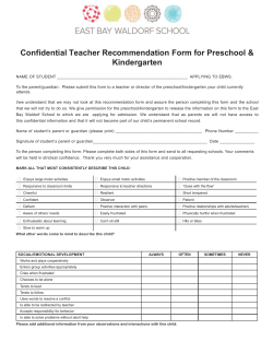 Preschool/Kindergarten - East Bay Waldorf School