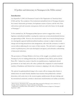 Of politics and democracy in Nicaragua in the XXIst century1