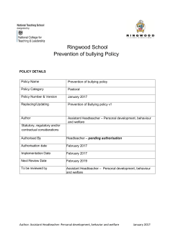 Prevention of Bullying Policy 2017