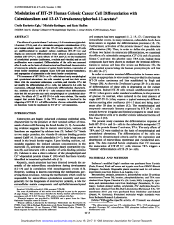 Modulation of HT-29 Human Colonie Cancer