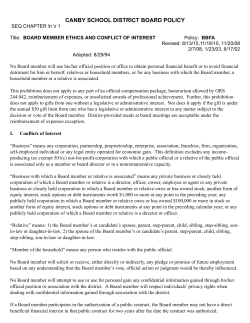 BBFA: Board Member Ethics and Conflict of Interest