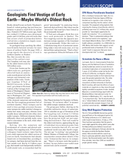 Geologists Find Vestige of Early Earth&mdash;Maybe World`s Oldest Rock