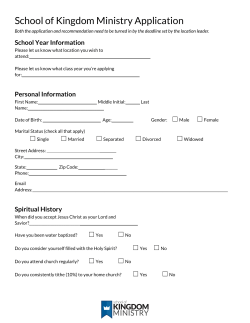 student application - School of Kingdom Ministry
