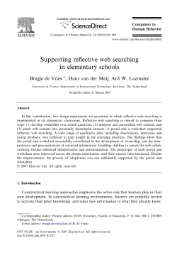 Supporting reflective web searching in elementary schools