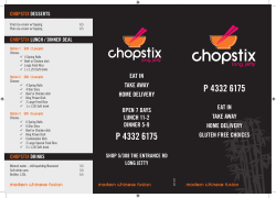 Chopstix Long Jetty takeaway menu 2016