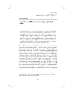 Sound, Vision, and Representation: Pageantry in 1610 Chester.