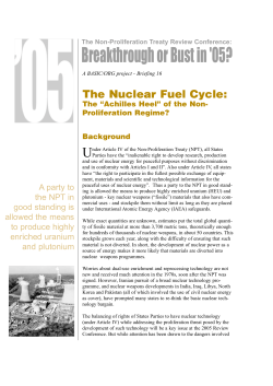 The Nuclear Fuel Cycle: The &ldquo;Achilles Heel&rdquo; of the Non
