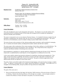 Management of Risk and Insurance