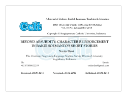 beyond absurdity: character reinforcement in bakdi soemanto`s short