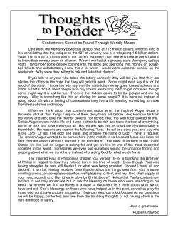 Contentment Cannot be Found Through Worldly Means