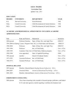 Biemiller CV - Society for Research in Child Development