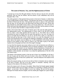 The Loom of Heaven, You, and the Righteousness of Christ