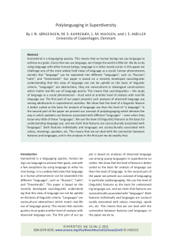 Polylanguaging in Superdiversity - Max Planck Institute for the Study