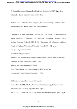 1 Preferential selection of human T-cell leukemia virus type I (HTLV