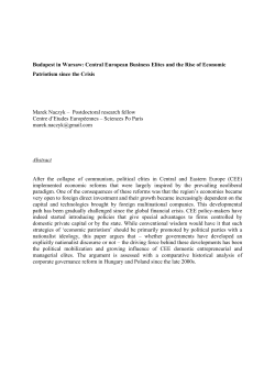 Budapest in Warsaw: Central European Business Elites and the