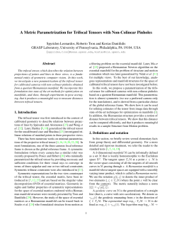 A Metric Parametrization for Trifocal Tensors with Non