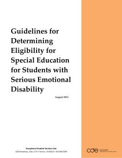 Guidelines for Determining Eligibility for Special Education for