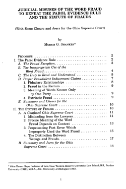 Judicial Misuses of the Word Fraud to Defeat the Parol Evidence