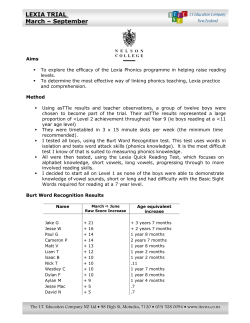 Lexia Strategies Trial: Nelson Boys School