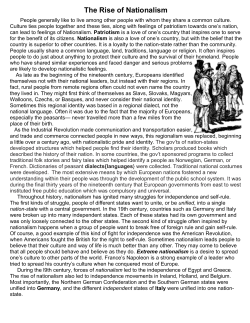 The Rise of Nationalism - New Smyrna Beach High School