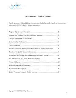 1 Quality Assurance Program Backgrounder This document