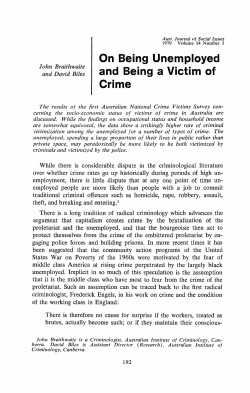 On Being Unemployed and Being a Victim of Crime