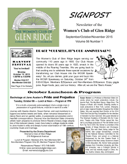 Sept.-Nov. 2015 - Women`s Club of Glen Ridge