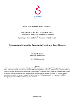 Entrepreneurial Capability: Opportunity Pursuit and Game