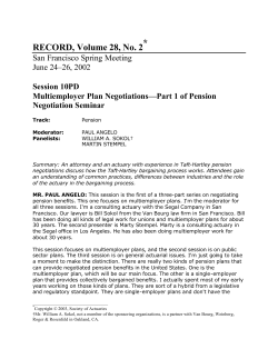 Multiemployer Plan Negotiations - Part 1 of