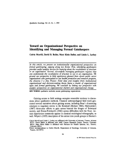 Toward an Organizational Perspective on