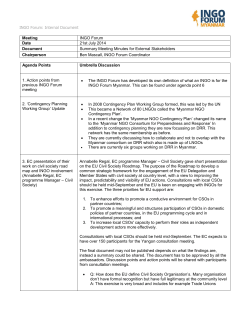 INGO Forum: Internal Document Meeting INGO Forum Date 21st July