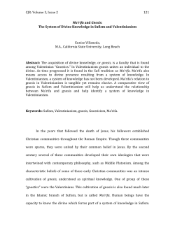 Ma`rifa and Gnosis: The System of Divine Knowledge in Sufism