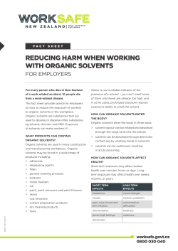 Reducing harm when working with organic solvents