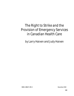 The Right to Strike and the Provision of Emergency Services in