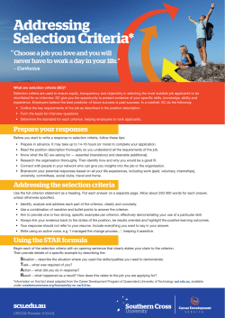 Addressing Selection Criteria