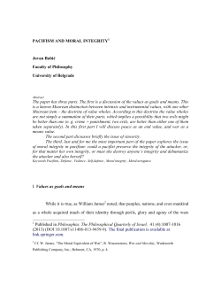 PACIFISM AND MORAL INTEGRITY Jovan Babić Faculty of