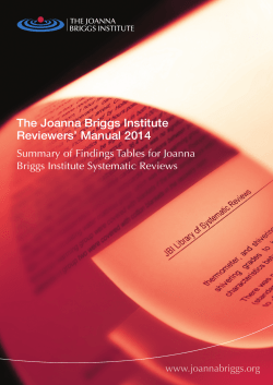 The Joanna Briggs Institute Reviewers` Manual 2014