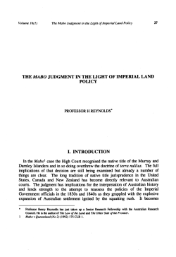 The Mabo Judgment in the Light of Imperial Land Policy
