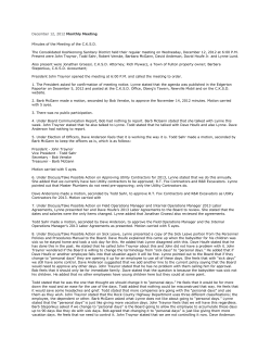 December 12, 2012 Monthly Meeting Minutes of the Meeting of the