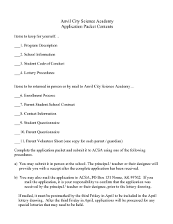 Anvil City Science Academy Application Packet Contents
