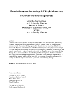Market driving supplier strategy: A study of Ikea`s global sourcing